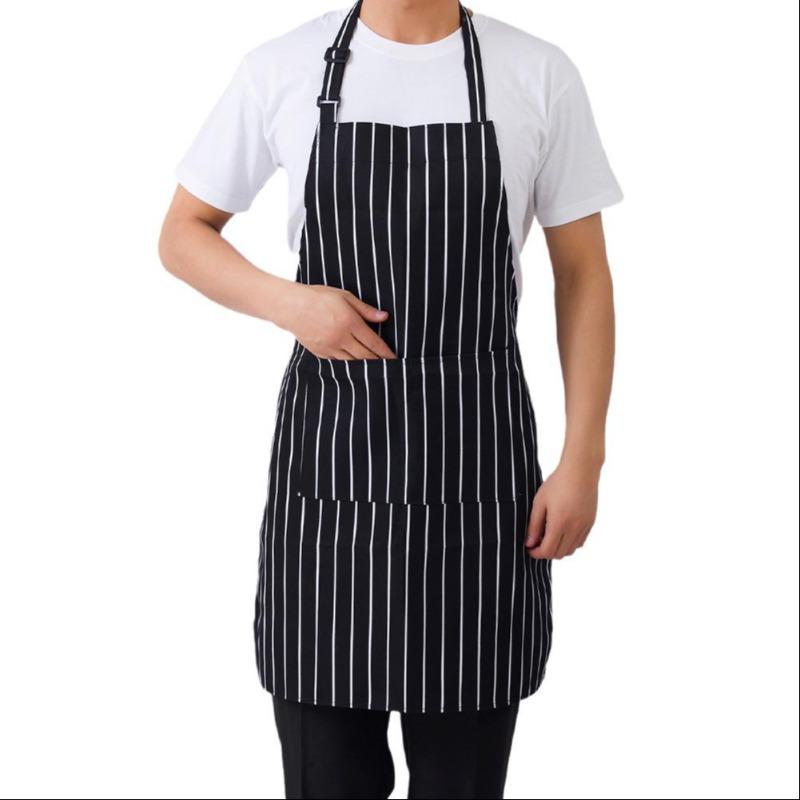 

Kitchen Cooking Apron Chef Halterneck Apron With 2 Pocket Catering Sleeveless Aprons Men Woman BBQ Waiter Printing Apron 1 pc
