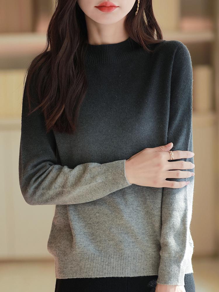 2024 Autumn/Winter Gradient Color Women's Velvet Loose Knit Pullover Sweater