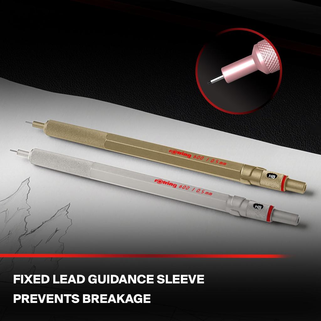 Rotring Mechanical Rose rOtring Mechanical Premium Writing Made in Drafting Professional Ballpoint Pen Pencil, Gold, 600mm, 2158794, 0.5mm, Pencil,