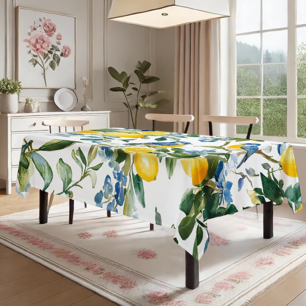 Tovaglia Rettangolare Uccello Limone Acquerello per Decorazione Tavola Cucina Sala da Pranzo Impermeabile Riutilizzabile per Tavoli Picnic
