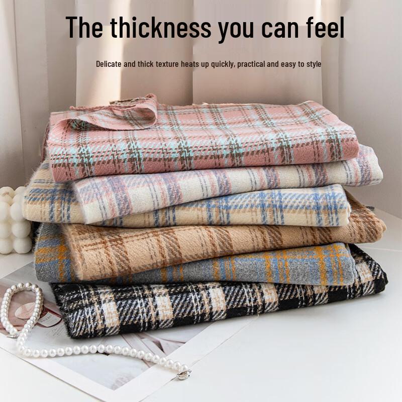 Classic Plaid Imitation Cashmere Tassel Scarf & Shawl