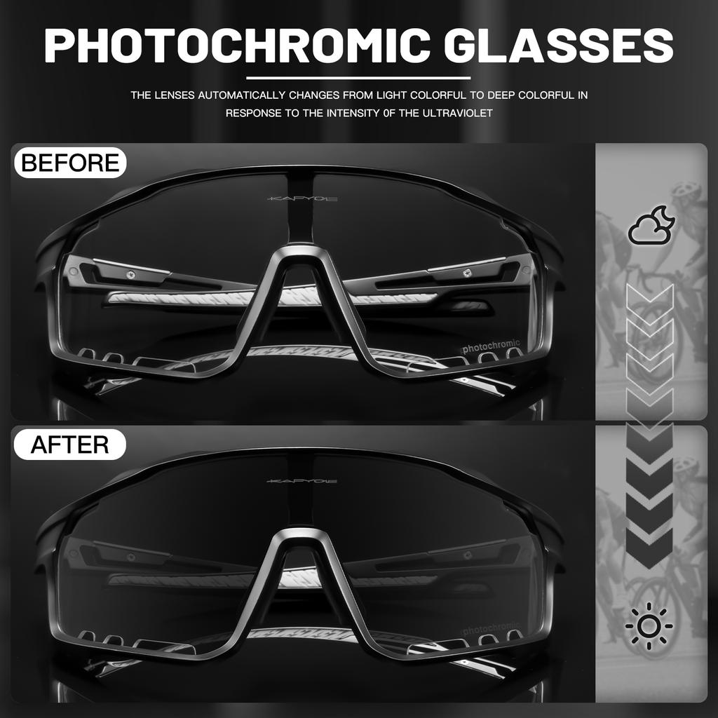 Pochromic Cycling Glasses Cycling Sunglasses UV400 Built-in Myopia Frame Outdoor Bike Eyewear Sports Bicycle Goggles