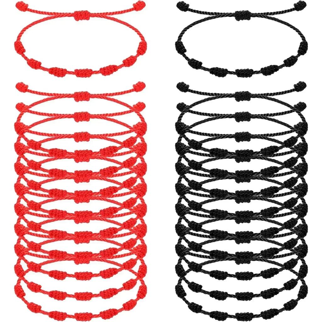 Woven Diamond Knot Couple's Men's and Women's Adjustable Destiny Year Hand Rope Red Rope Bracelet Handmade DIY Material