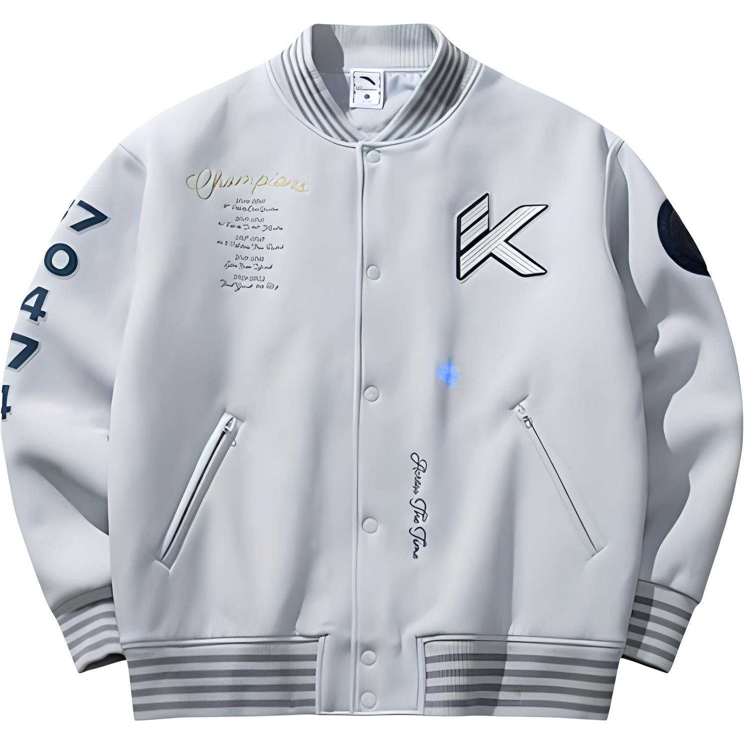 

Anta Comfortable Casual Simple Letter Print Loose Cotton Jacket Men Jackets Cloud-Gray 152441802-2 S