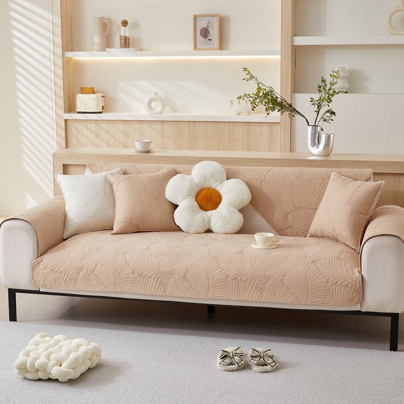 Nordic Simple Solid Color Sofa Cushion Four Seasons Pure Cotton Fabric Non-Slip Cotton Seat Cushion Universal Modern Sofa Cover Towel