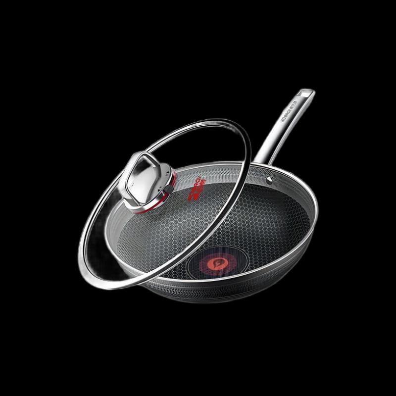 KOBACH 6th Gen 32cm Stainless Steel Double Honeycomb Wok