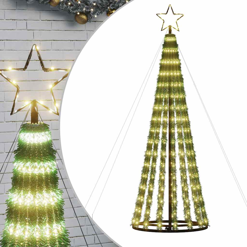 Vidaxl Stożkowa Choinka Z Lampek, 275 Ciepłych Białych Led, 180 Cm