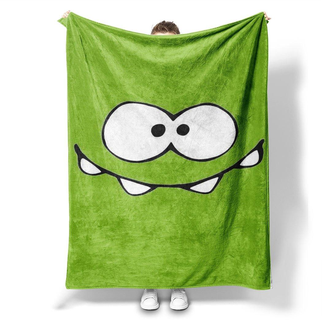 

Cute Green Monster Flannel Throw Blanket – Playful Face Design, Soft Cozy Fleece for Home, Office, Sofa & Car – All-Season Use 80x120cm(31x47inch)