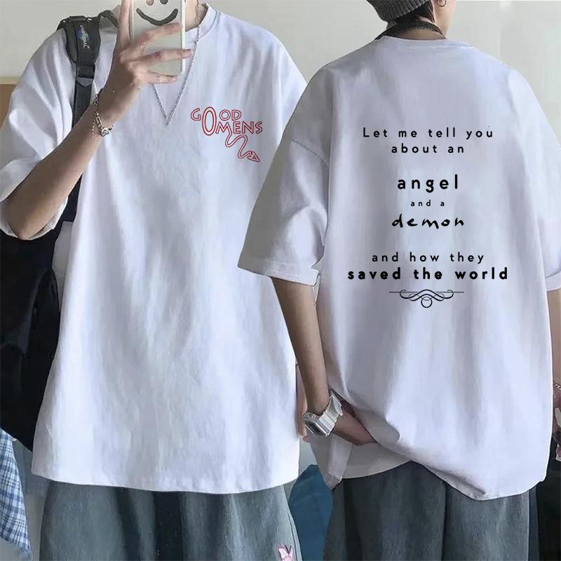 Lustige EU-Größen T-Shirts für Männer Good Omens Cartoon T-Shirt Harajuku T-Shirt Das Ende war nur der Anfang Grafik-Tee Tops Streetwear