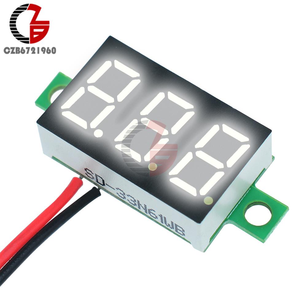 12V Car Voltmeter 0.36 Inch LED Digital Voltmeter Voltage Meter Adjustable Volt Detector Tester Monitor DC 4.7-32V 2 Lead Wire