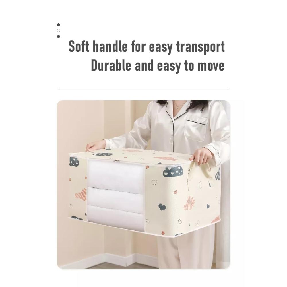 Maximize Your Storage Space with this Large Capacity Clothes Organizer Bag - Reinforced Handle, Sturdy Zipper, Clear Window!