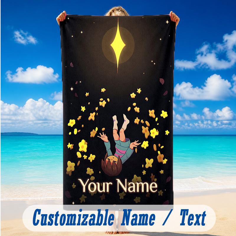 Beach Towel Custom Name Text, Quick Dry Large Towel For Beach HomeUndertale