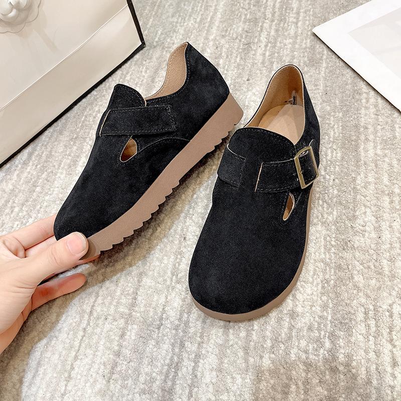Fashion 2025 Spring and Autumn Casual Fashion Cork Loafers Fur Slip-on Buckle Mules Flat Comfortable Sneakers Zapatillas De Mujer
