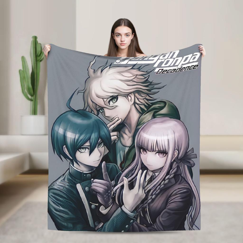 Danganronpa Game Anime Blankets Monokuma Nagito Flannel Novelty Warm Throw Blankets for Bedspread All Season Couch