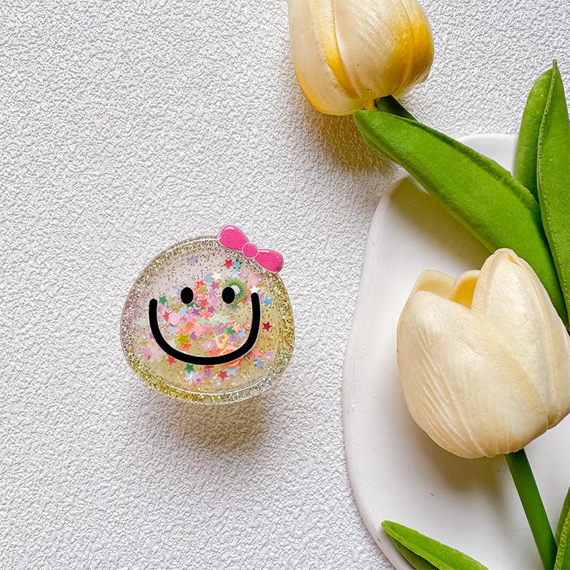 

Mobile Phone Airbag Bracket Wind Smiley Face Bow Smiling Back Sticker Retractable Small Fresh Drama Support