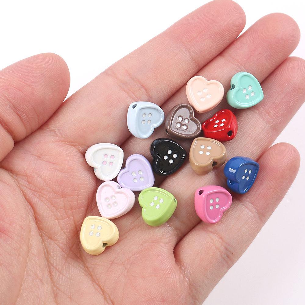 Cute Sweet Metal Love Button-Shaped Jewelry Accessories Wind Hair Accessories Mobile Phone Case Diy Necklace Material