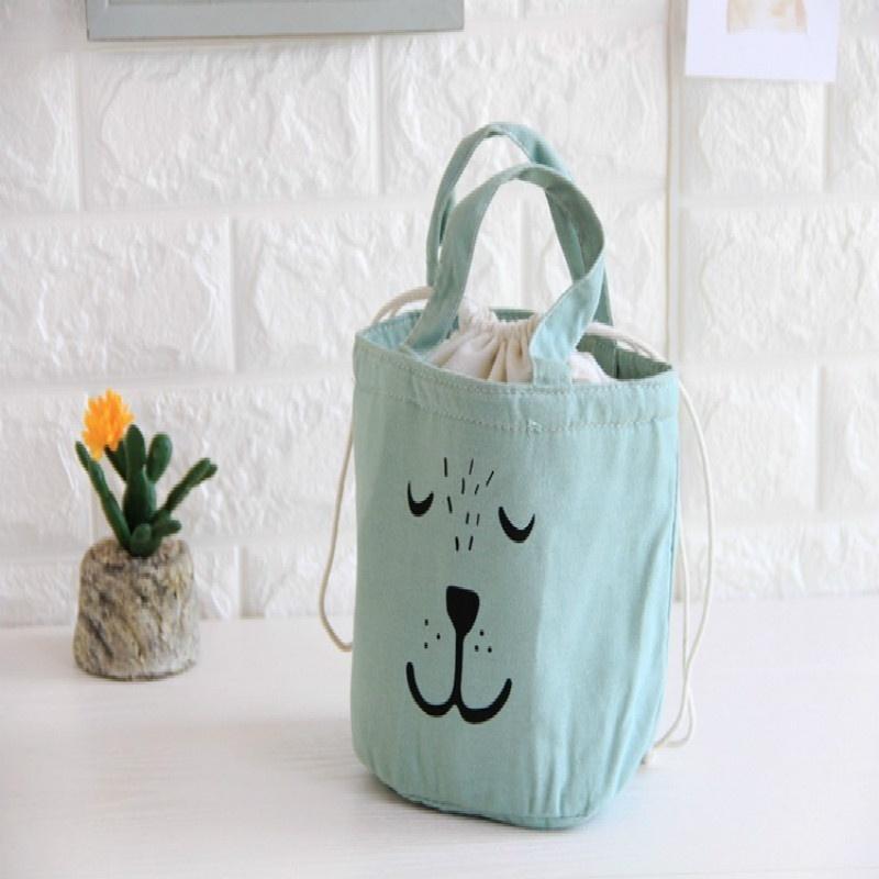2018 cloth expression insulated lunch box bag ice packs Nordic style cotton cooler bag cartoon porta