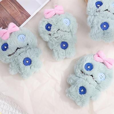 Cartoon Plush Bow Doll Toy Keychain Bag Pendant With Buttons Diy Gifts Keychain Pendant Cute Sweet Plush Dolls Hanging Ornaments