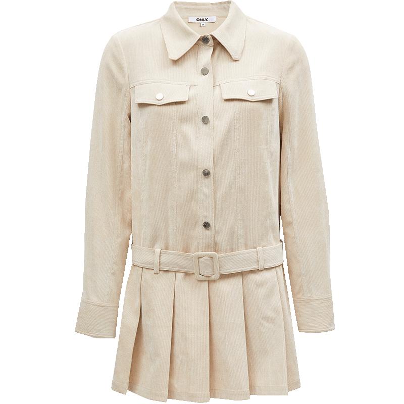 

ONLY 2024 Autumn Workwear Style Lapel Pleated Short Shirt Dress L