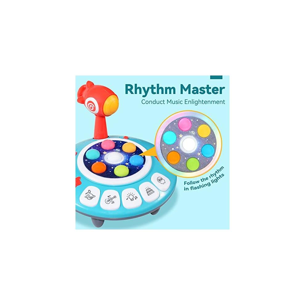 Baby Toys for 1 Year Old Toddlers, Piano Play, Rhythm Master, Whack a Mole, Musical Toys for Toddler 1-3, Baby Light Up UFO Toy Early Learning