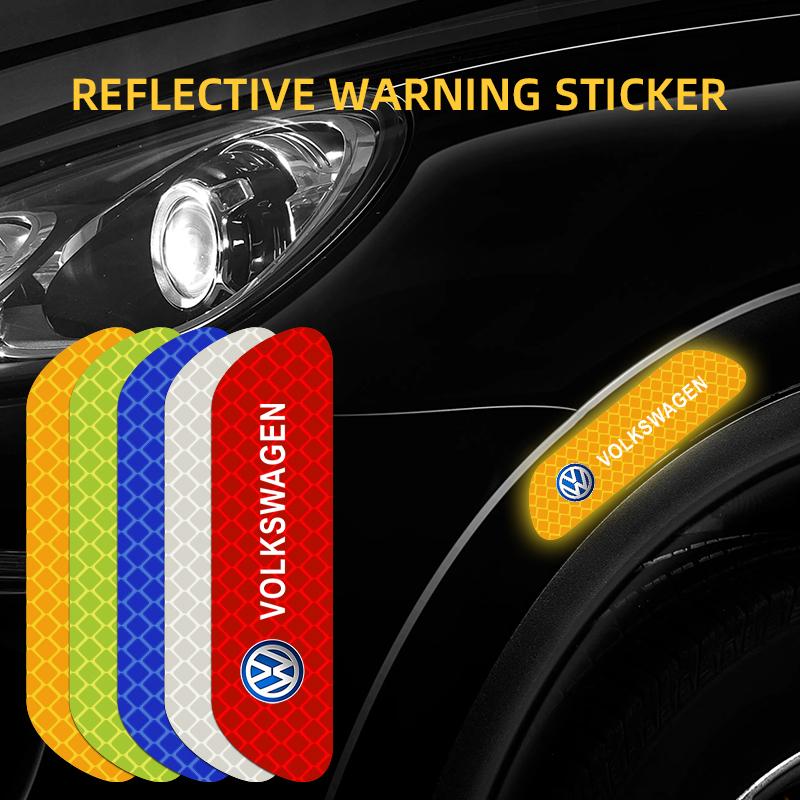 VW 4PCS Car Door Sticker Safety Warning Reflective Mark For VW Volkswagen Passat POLO Tiguan Golf Jetta