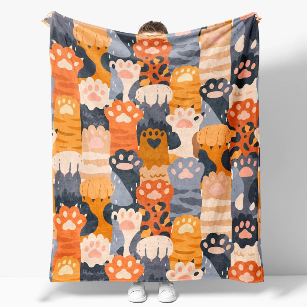 Cat Paw Creative Flannel Blanket Queen Size for Couch Sofa Dog Paw Blanket Children Cozy Soft Lightweight Cute Decor