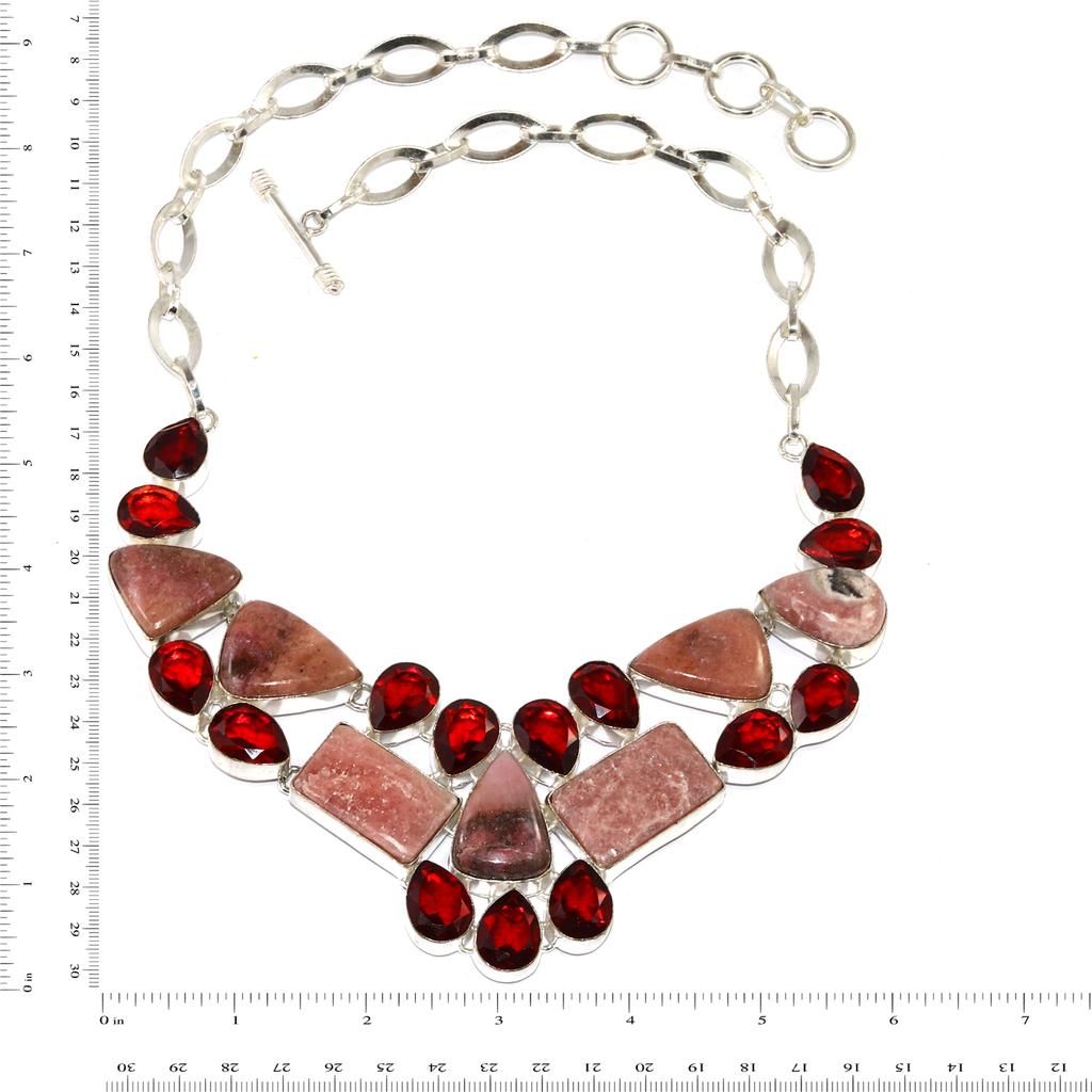 Rhodochrosorite Garnet Gemstone Jewelry Necklace 16-18''