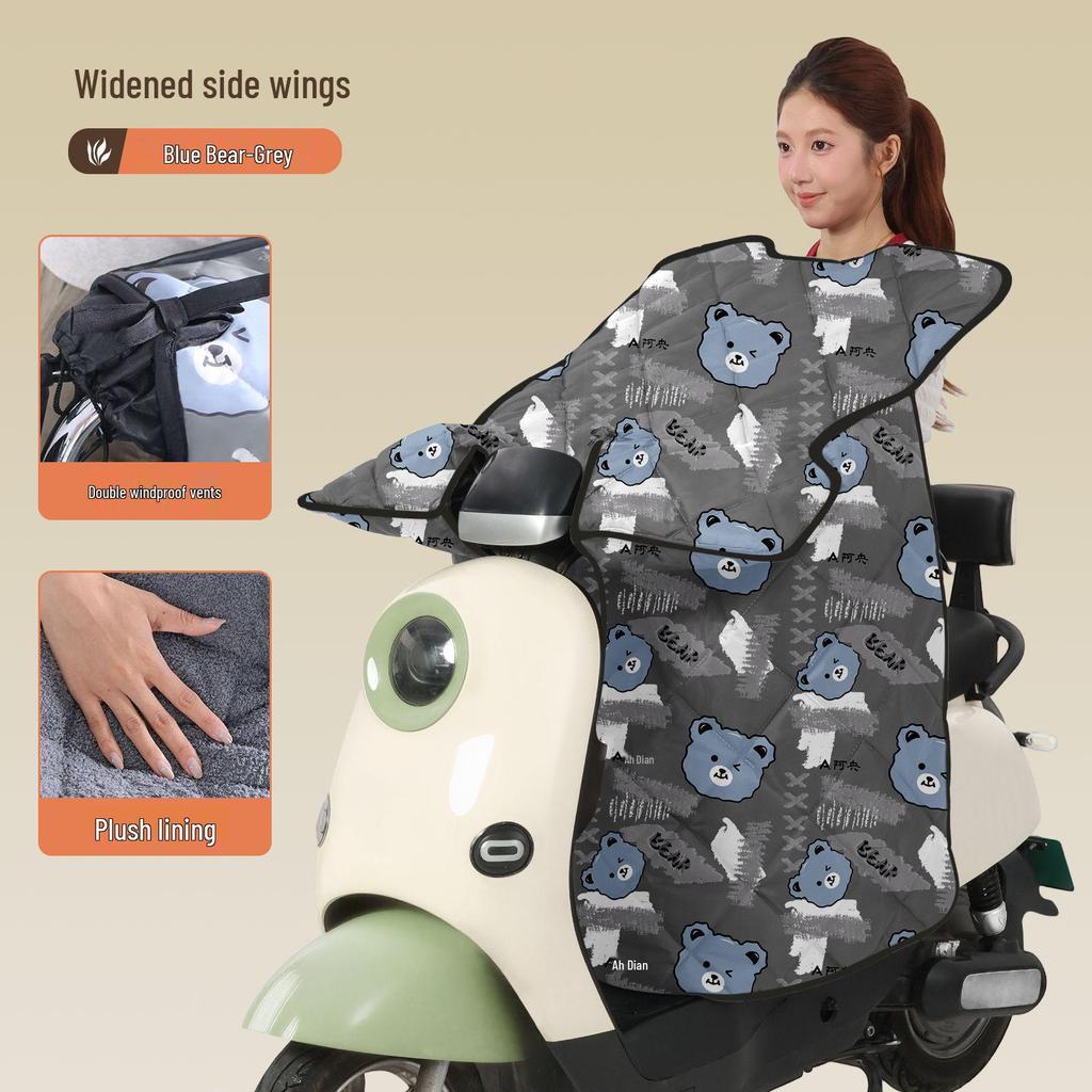 Thickened Fleece-Lined Electric Car & Motorcycle Windshield Quilt: Winter Waterproof Coldproof Cover