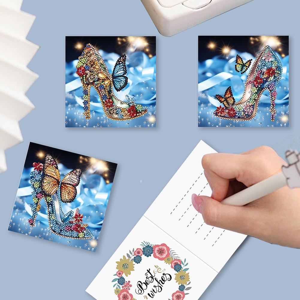 4-12PCS 5D Rhinestone Arts Greetings Birthday Card Handmade Diamond Painting Christmas Festival Card Thank You Card For Family A