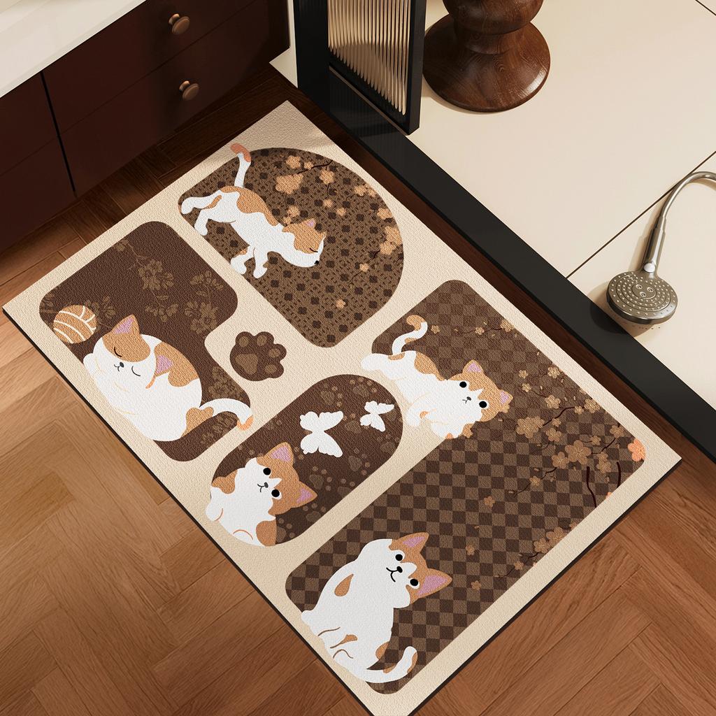 Medieval Style Soft Diatom Mud Floor Mat Bathroom Floor Mat Toilet Household Water-Absorbing Quick-Drying Dirt-Resistant Non-Slip Mat