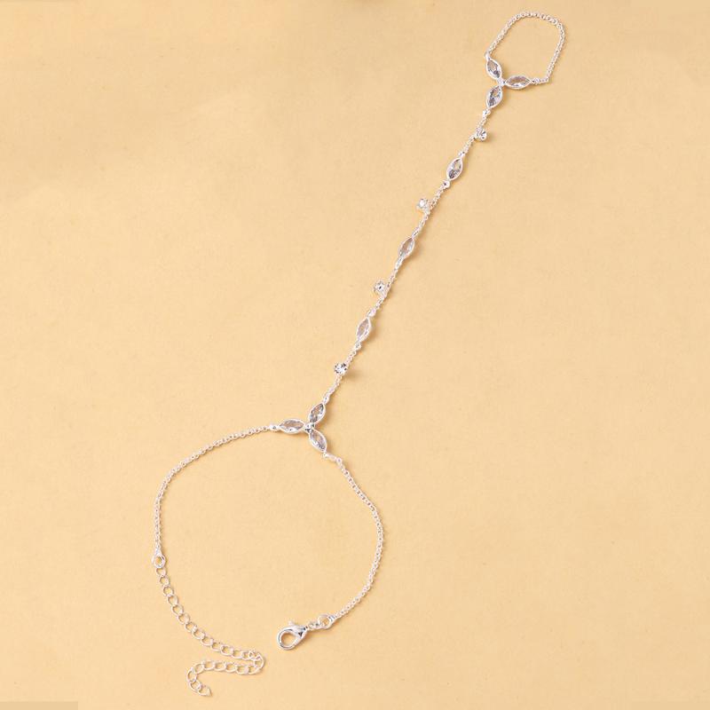 Shiny Zircon Water Droplet Bracelet for Women Premium Stainless Steel Finger Design Jewelry for Christmas Gift