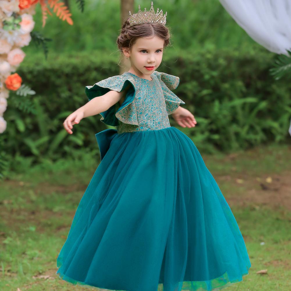 Kinder Prinzessinnenkleider Tutu Mädchen Klavier Feiertagsaufführungskleid Hochzeit Moderator Blumenmädchen Lauf Langer Rock