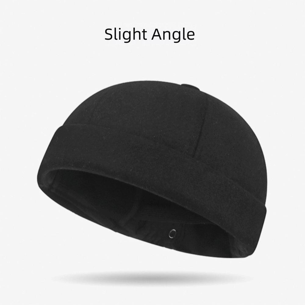 Fleece-Lined Warm Beanie Cap Adjustable Dome Melon Cap Keep Warm Landlord Hat Winter
