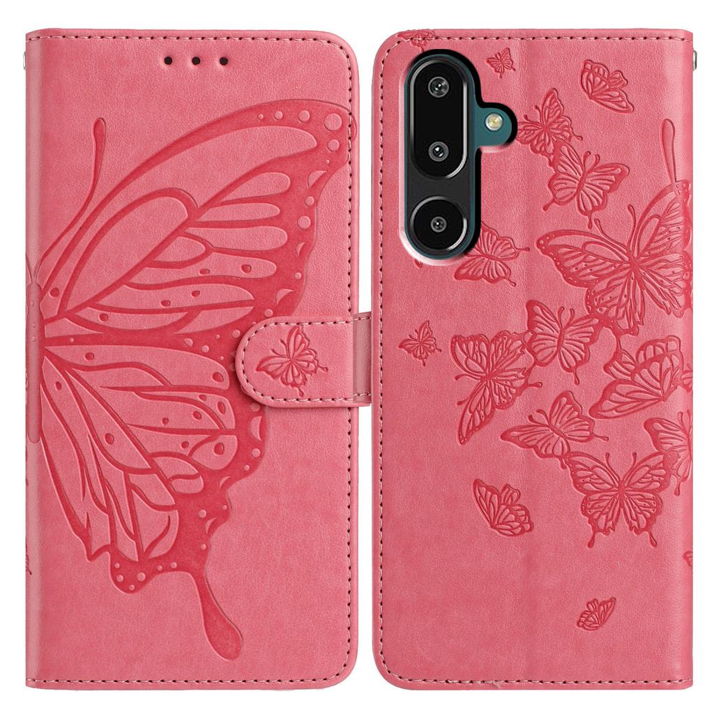 For Samsung Galaxy M16 5G/F16 5G Case Butterfly Imprinted Wallet Stand PU Leather Flip Phone Cover with Strap
