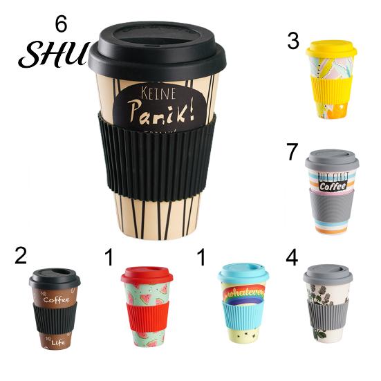 Travel Cup 470ml Coffee Mug Decal Design Insulation Portable Milk Bottle Bamboo Fiber Degradable Water for