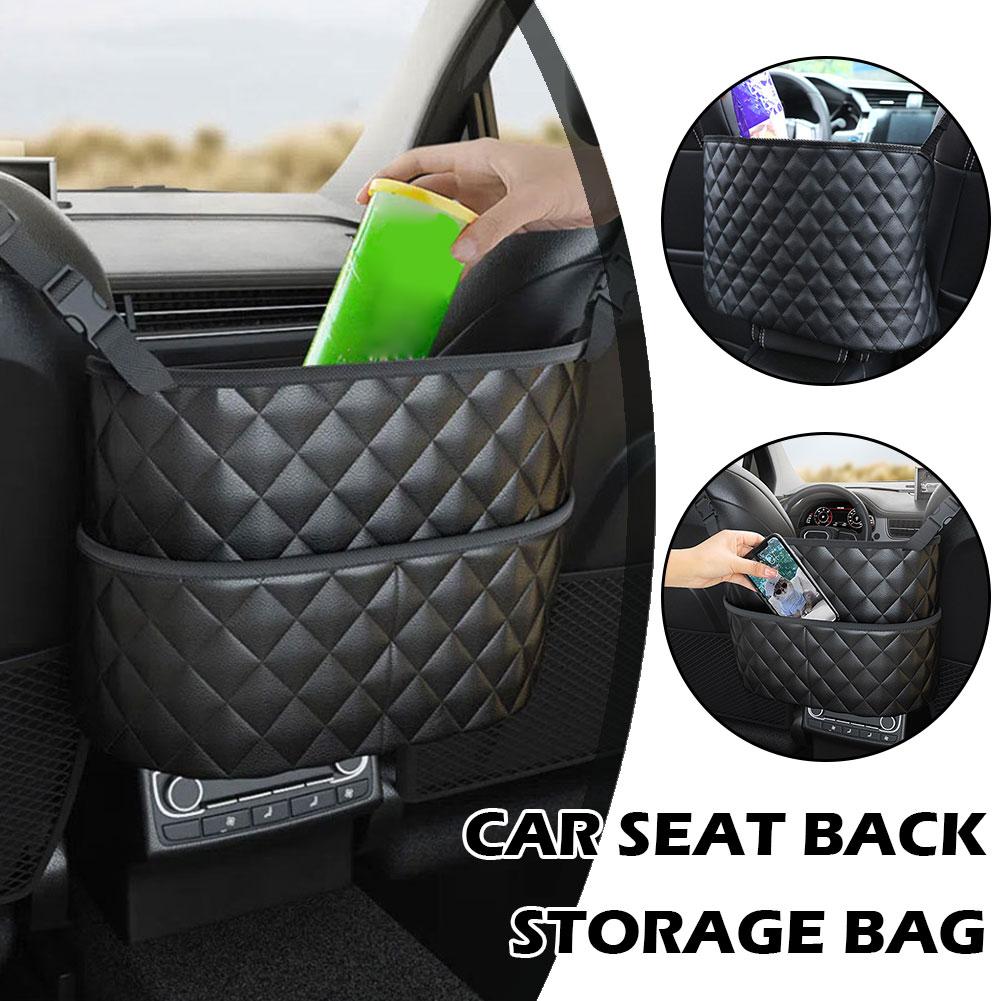 Car Middle Seat Storage Net Large Capacity Leather Back Back Bag Chair Bag Supplies Bag Goods Storage Storage Hanging Seat U3J6
