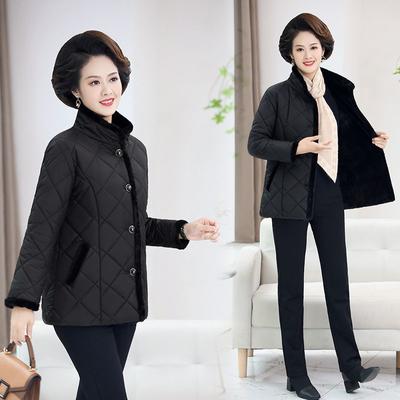Women Winter Add Velvet Padded Cotton-Padded Clothes Mother Fur Collar Cotton- Keep Warm Ladies Jacket