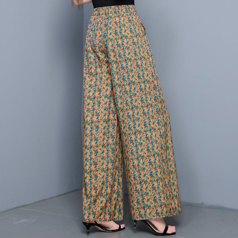 Summer Wide Leg Pants for Women High Waist Vintage Clothes Plus Size Loose Elastic Waist Casual Pants