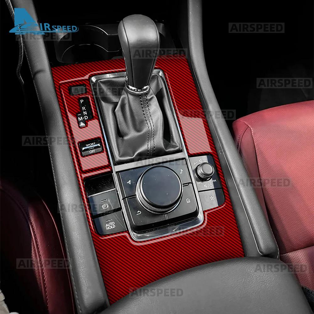 For Mazda 3 Axela BP 2019 2020 2021 2022 2023 2024 2025 Real Soft Carbon Fiber Sticker Automatic AT Car Gear Shift Panel Trim
