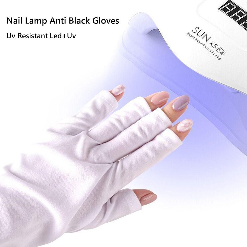Black White Nail UV Blocking Gloves Polyester Nail Painting Gloves Nail Art Glove  Nail Art
