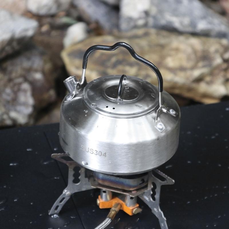 Stainless Steels Outdoor Hiking Kettles Pot Cookware Camping Kettles Stovetop Whistling Teapot Camp Teas Coffee Pot