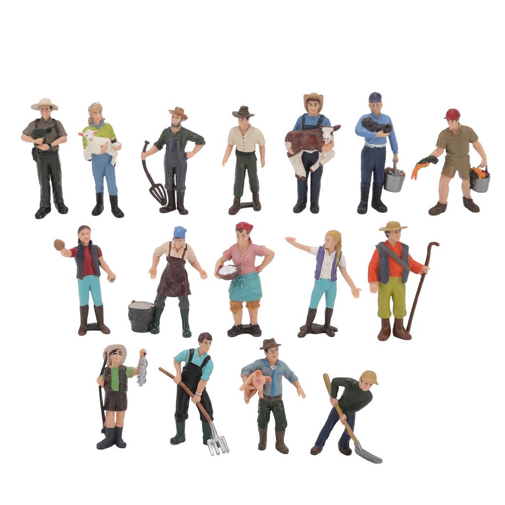 16pcs Farm Character Model Colorful DIY Role Playing Vivid Exquisite Farmer Miniature Toy for