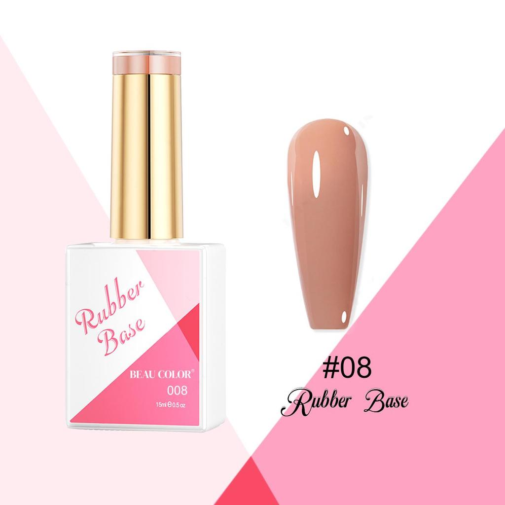 BEAU COLOR 15ml High Toughness 12colors Rubber Base Gel Nail Polish Nude Pink Effect Color Nail Art UV/LED Semi Permanent Gel Polish