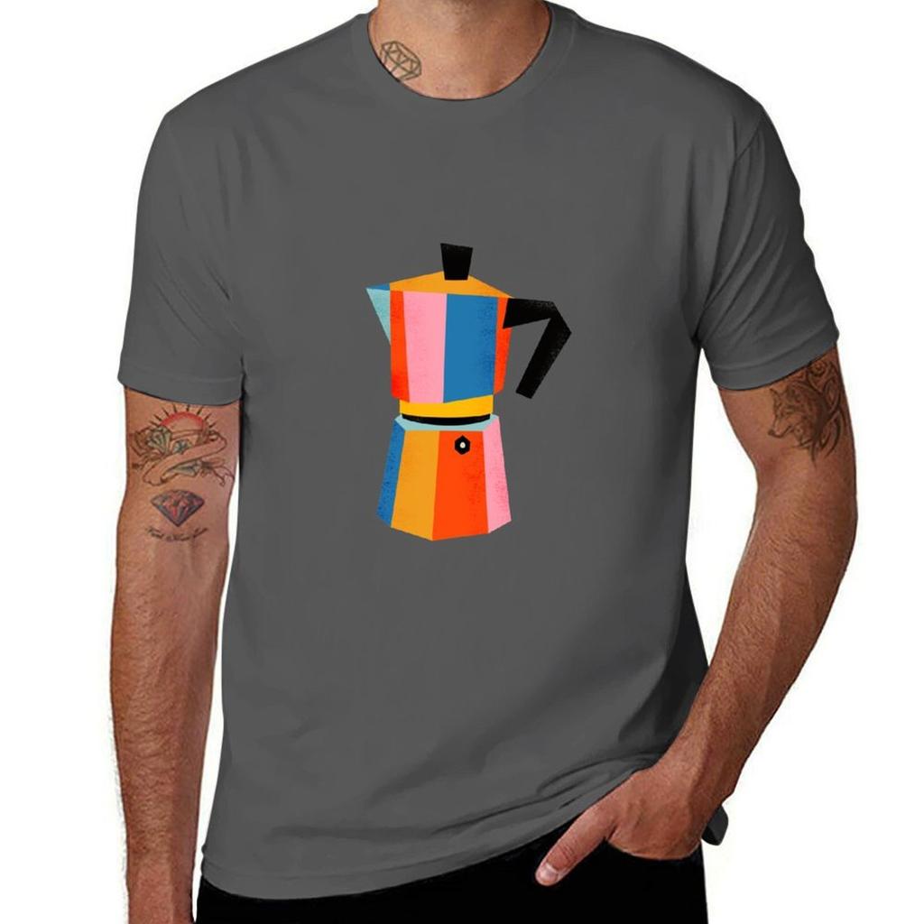 Multicolor Moka Pot TShirt Casual Basic Street Style TShirt