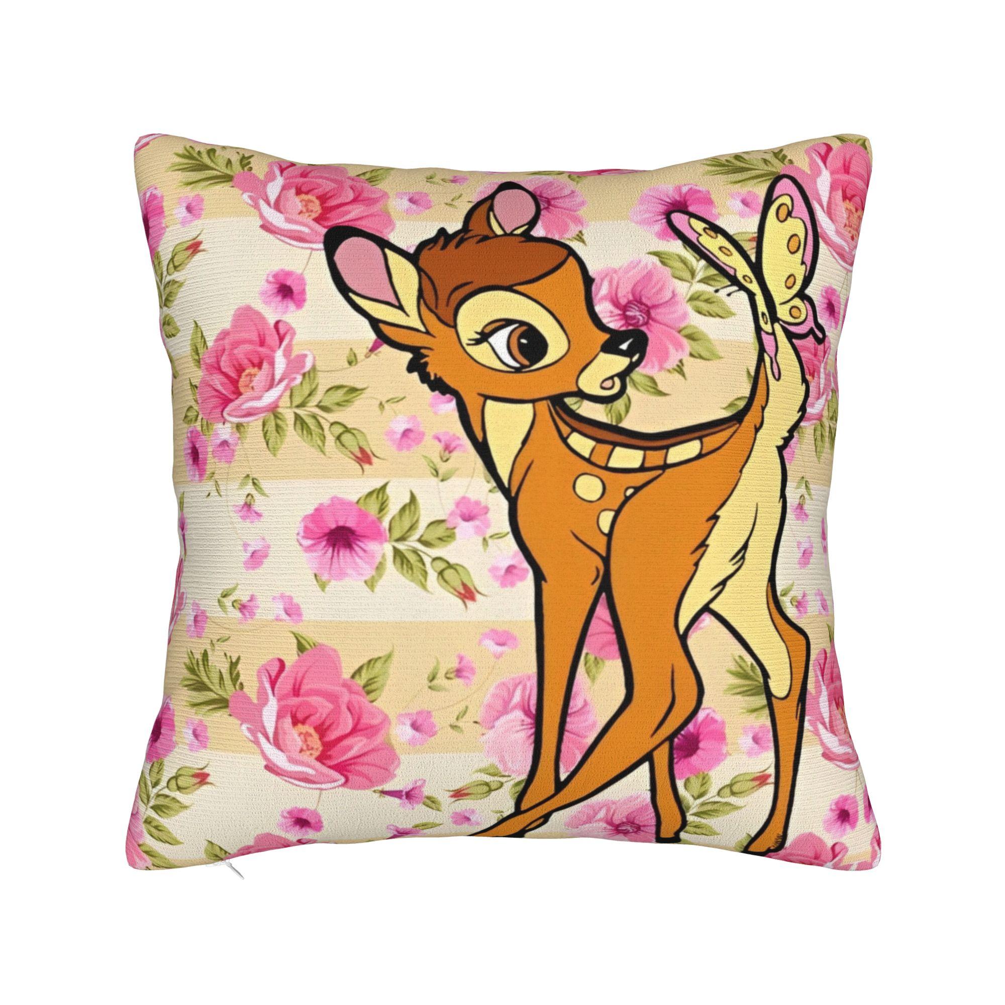 

Cute Bambi Square Pillow Case Polyester Throw Pillow Cartoon Deer , Custom Pillowcover Home Decor 30cmx30cm