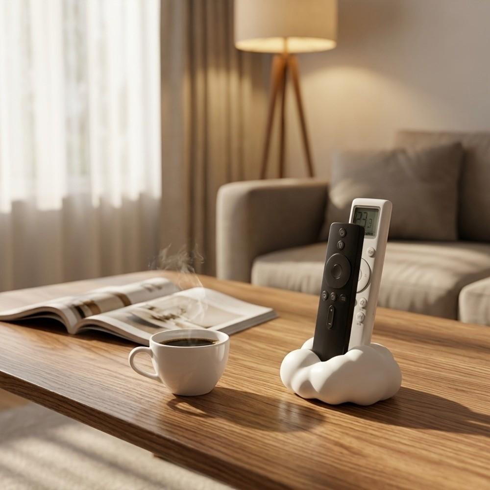Cute 3D Cloud-Shaped Remote Control Holder 2 Grids Plastic Remote Rack Eco-Friendly Save Space Desktop Storage Box Desktop Use