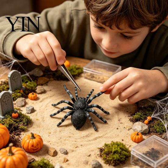 Gedetailleerd Spinnenornament voor Display Realistisch Beeldje, Levensgetrouw Nep Vogelspin Figuur, Plastic Dierlijk Arachnide Model Halloween Grappen Props,