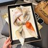 Luxury minimalist printed scarf, faux silk square 70cm, versatile spring and sun protection shawl, hair tie scarf