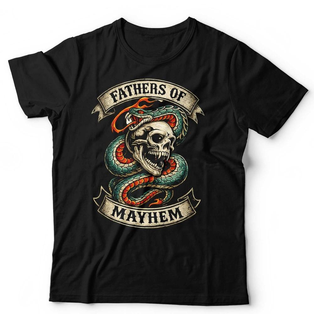 Fathers Day T Shirt Fathers Of Mayhem Skull Snake Traditional Tattoo Birthday