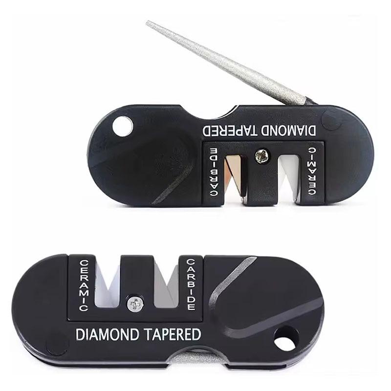 4-in-1 Portable Tungsten Steel Knife Sharpener with Sharpening Rod